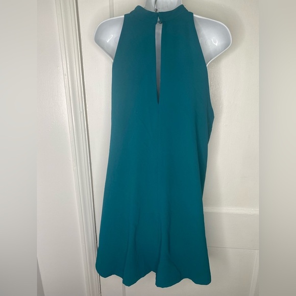 LOVERS & FRIENDS Revolve Lily High Neck Halter Teal Dress With pockets - Picture 6 of 10